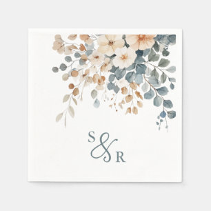 Soft Mute Earthy Tone Floral Water Wedding Serviette