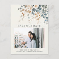 Soft Mute Erthy Tone Floral Foto Save the Date