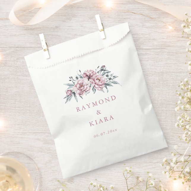 Soft Muted Dusty Pink Peony Wedding Geschenktütchen (Ausgeschnitten)