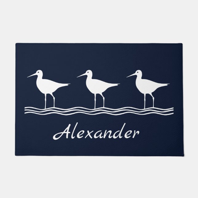Soft Navy Blue Sand Pipers Fußmatte (Vorderseite)