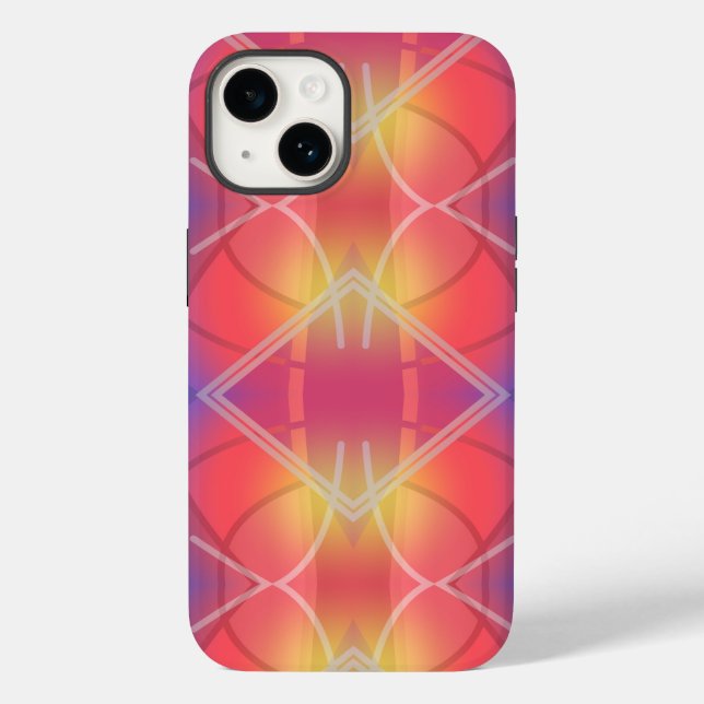 Soft Neon Layered Abstract Design Case-Mate iPhone 14 Hülle (Rückseite)