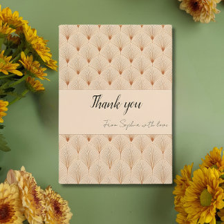 Soft Neutral Art Deco Thank You Card (Custom Text) Dankeskarte