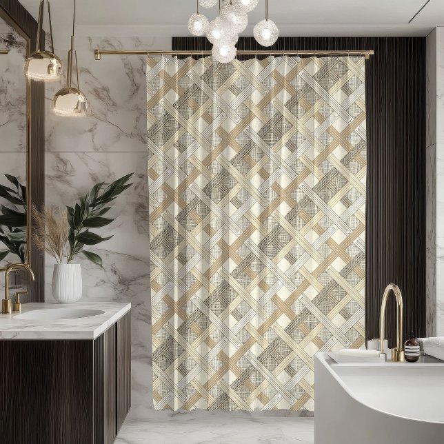 Soft Neutral Curtain Modern Geometric Bathroom Duschvorhang (Soft Neutral Curtain Modern Geometric Bathroom)