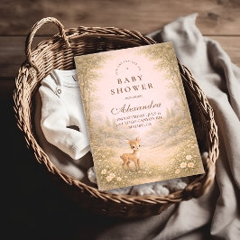 Soft Neutral Forest Critters Baby Shower Einladung