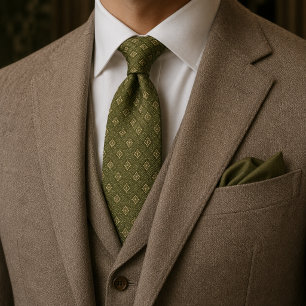 Soft Olive Estate Jacquard Krawatte Luxus Altes