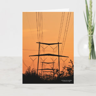 Soft Orange Sonnenuntergang über Hochspannungs-Pow Karte