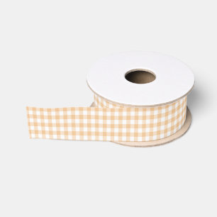 Soft Orange und White Gingham Grosgrain Ribbon Ripsband