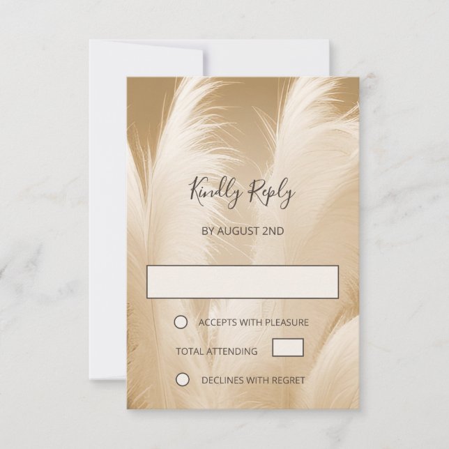 Soft Pampas Grass Photo Boho RSVP Karte (Vorderseite)