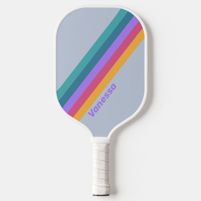 Soft Pansy Dream Streifen mit Namen Pickleball Schläger (Vorderseite)