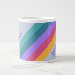 Soft Pansy Dream Stripes with Name Jumbo-Tasse