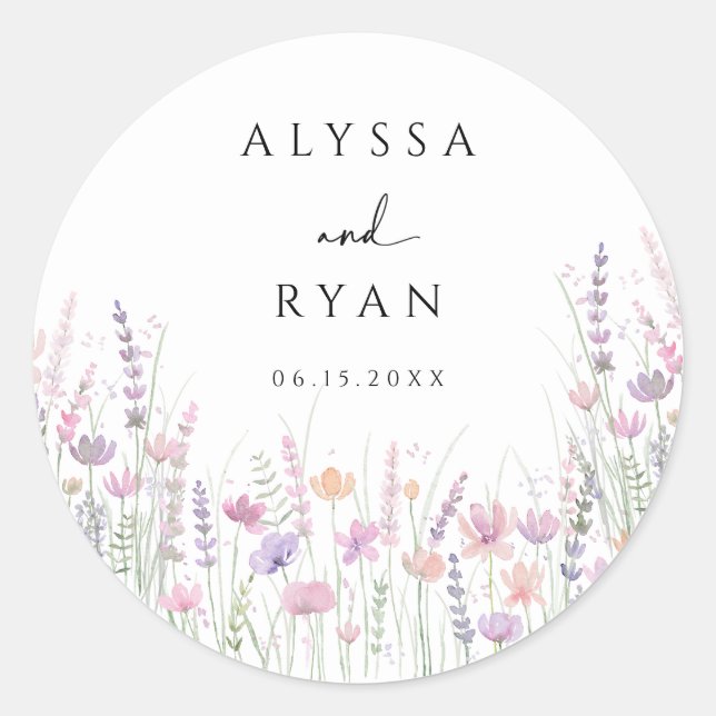 Soft Paste Floral Wildflower Wedding Runder Aufkleber (Vorderseite)