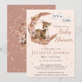 Soft Pastel Bambi Blume Wolken Staubdusche Baby Du Einladung