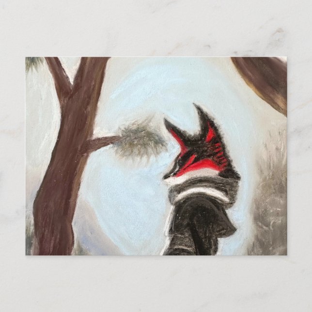 Soft Pastel bemalt Original Fantasy Fox Einladungspostkarte (Vorderseite)