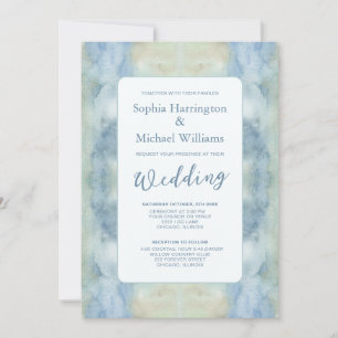 Soft Pastel Blue Bohohemian Wedite QR Code Einladung