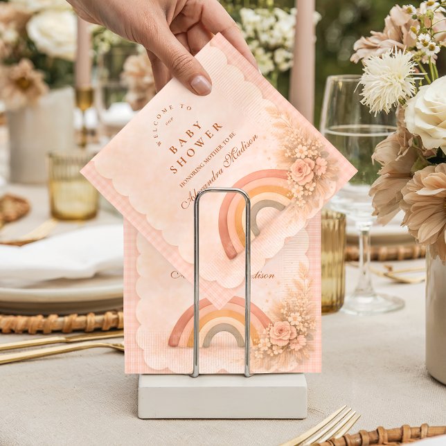 Soft Pastel Boho Rainbow Baby Shower Serviette (Von Creator hochgeladen)