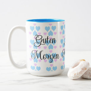 Soft Pastel Coeur Motif Guten Morgen Mug