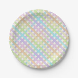 Soft Pastel Colorful Rainbow Gingham Kariert Pappteller