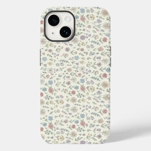 Soft Pastel Floral Pattern Cute Phone case (Rückseite)