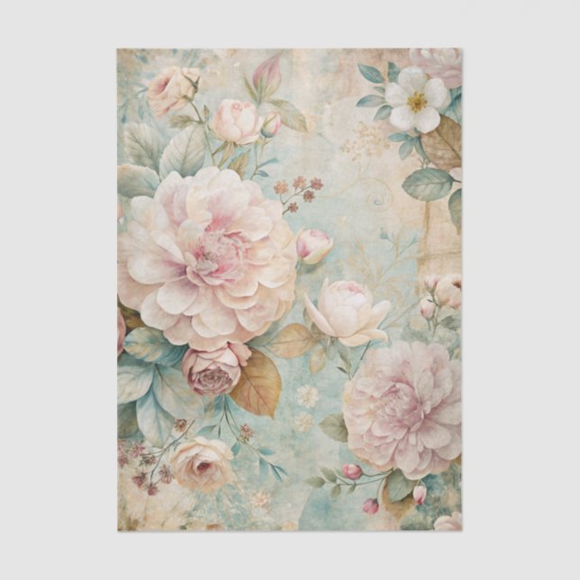 Soft Pastel Floral Pattern with Peonies Seidenpapier (Vorderseite)