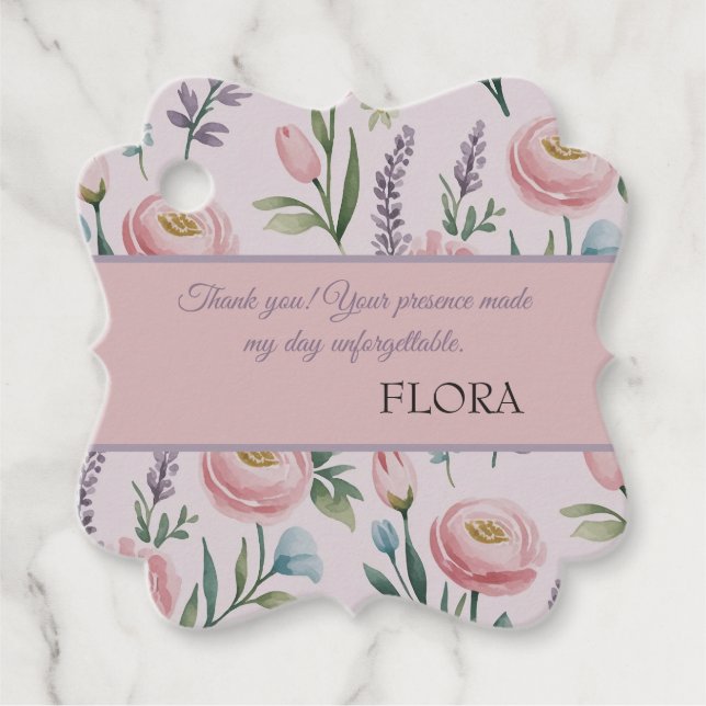 Soft Pastel Floral Personalized Birthday Thank You Geschenkanhänger (Vorderseite)