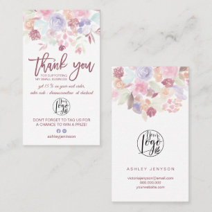 Soft pastel floral Skript-Logo-Bestellung Vielen D Visitenkarte