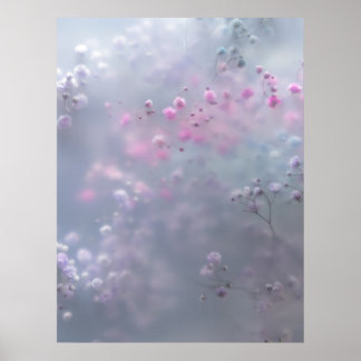 Soft pastel flowers in dreamy blur poster