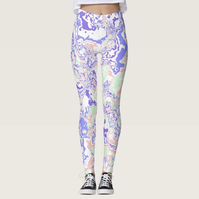 Soft Pastel Funky Boho Retro Abstrakter Marmor Leggings (Vorderseite)