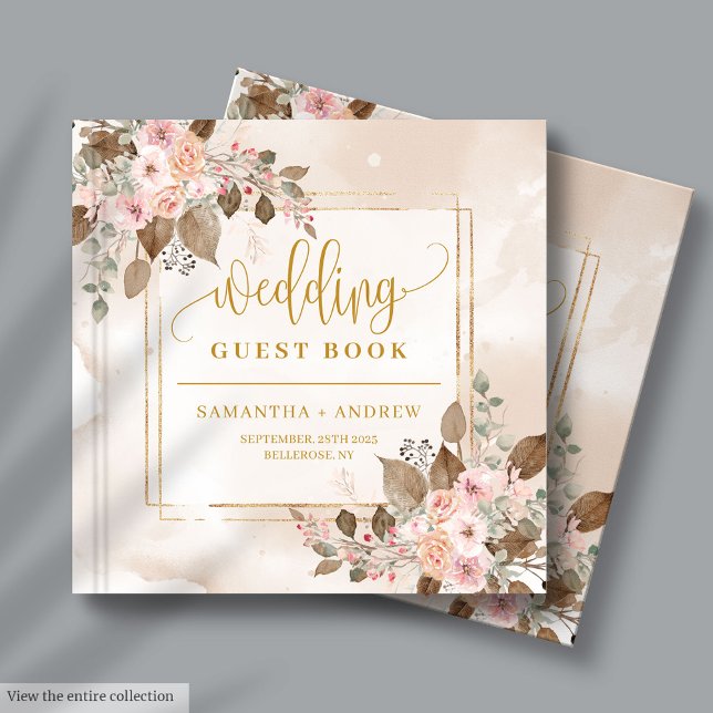 Soft Pastel & Gold Boho Herbst Gästebuch (Soft Pastel & Gold Boho Autumn Wedding Guest Book)