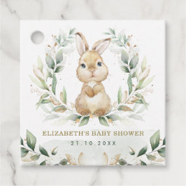 Soft Pastel Greenery Bunny Rabbit Babydusche Geschenkanhänger