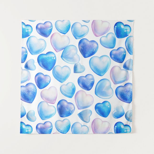 "Soft Pastel Heart Square Tapestry" Wandteppich (Vorderseite)