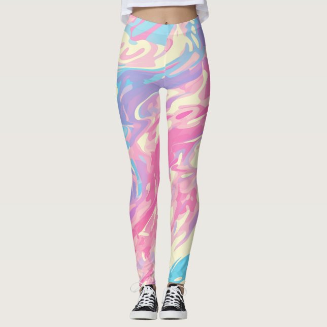 ✨ Soft Pastel Marble Design - Trendy & Smooth 🎨 Leggings (Vorderseite)