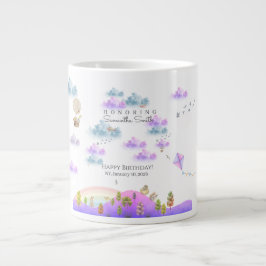 Soft Pastel Mountain Animal Birthday Name Date Tex Jumbo-Tasse