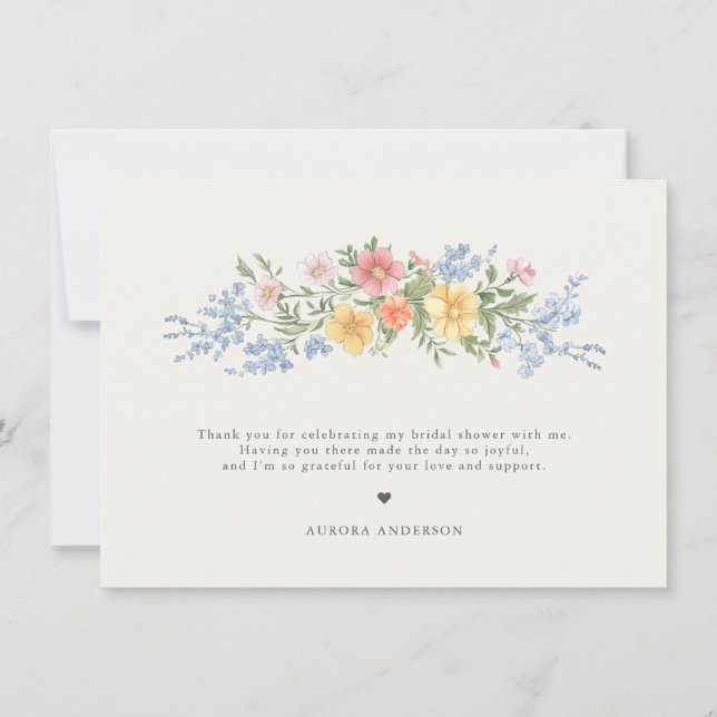 Soft Pastel Ornate Spring Garden Bridal Shower  Dankeskarte (Rückseite)