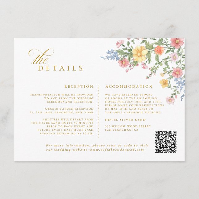 Soft Pastel Ornate Spring Garden gold Wedding Begleitkarte (Vorderseite)
