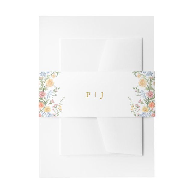 Soft Pastel Ornate Spring Garden Gold  Wedding Einladungsbanderole (Vorderseite Beispiel)