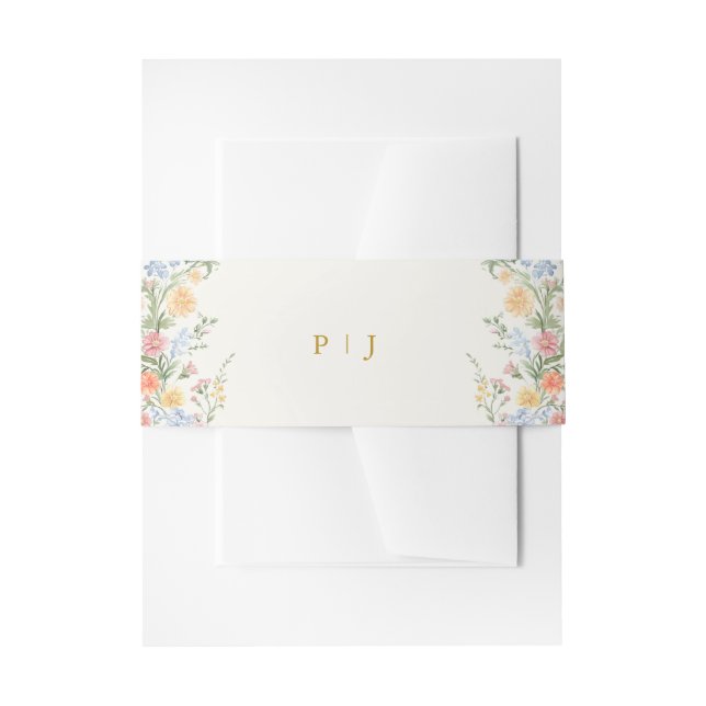 Soft Pastel Ornate Spring Garden Gold  Wedding Einladungsbanderole (Vorderseite Beispiel)
