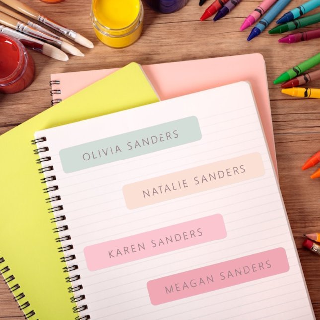 Soft Pastel Personnalisé Nom de l'école Étiquette (Soft Pastel Personalized School Name Labels)