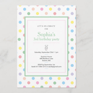 Soft Pastel Polka Dots Geburtstagsparty Einladung