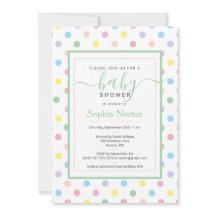 Soft Pastel Polka Dots Kinderdusche Einladung