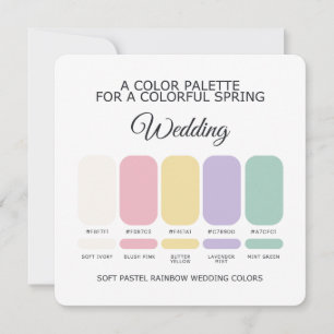 Soft Pastel Regenbogen Hochzeitsfarbenpalette Kart Einladung