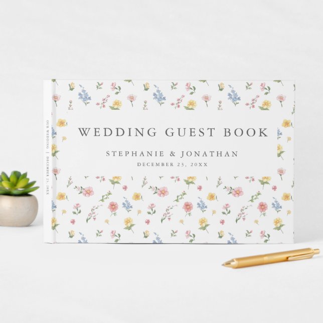 Soft Pastel Verziert Spring Garden Blumenzehen Gästebuch (nSitu Display)