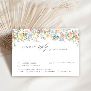 Soft Pastel Verziert Spring Garden Blumenzehen RSVP Karte