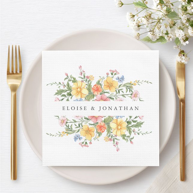 Soft Pastel Verziert Spring Garden Blumenzehen Serviette (Soft Pastel Ornate Spring Garden Floral Wedding Napkins)