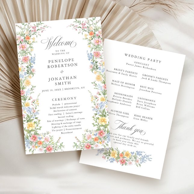 Soft Pastel Verziert Spring Garden Wedding Program (Soft Pastel Ornate Spring Wildflower Garden Wedding Program )