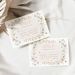 Soft Pastel Wildblume Garden Wedding RSVP Card Karte