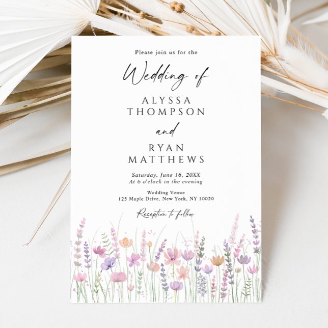 Soft Pastel Wildflower Floral Wedding Einladung (Von Creator hochgeladen)