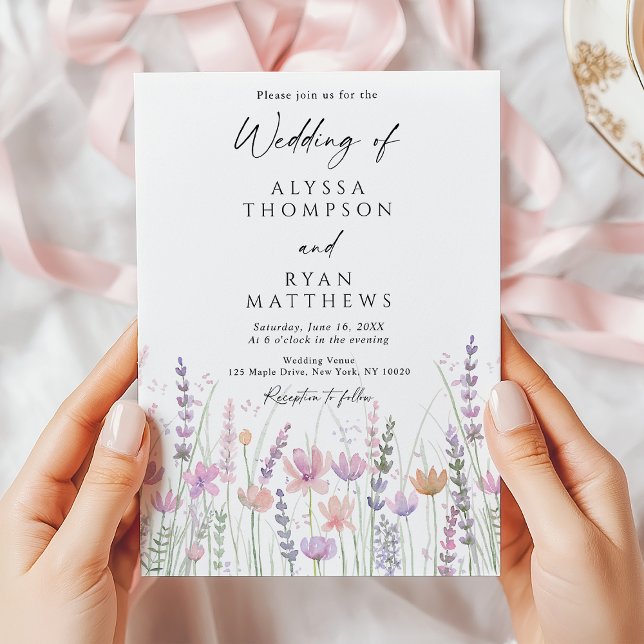Soft Pastel Wildflower Floral Wedding Einladung (Von Creator hochgeladen)