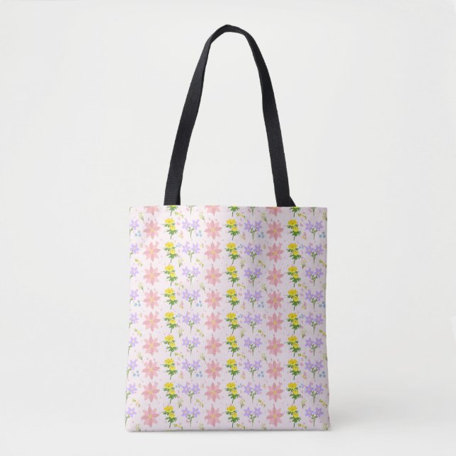  ​Soft Pastel Wildflower Pattern Tote Bag Tasche (Vorderseite)