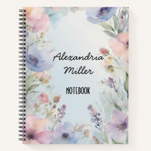 Soft Pastell Watercolor Floral Notebook Notizbuch
