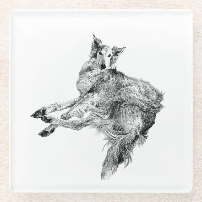 Soft Pause – Silken Windhound Glasuntersetzer (Vorderseite)